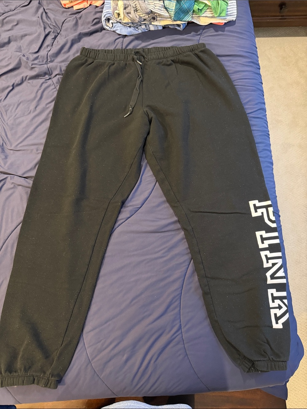 PINK Victoria's Secret Black Jogger Sweatpants with White Side Logo